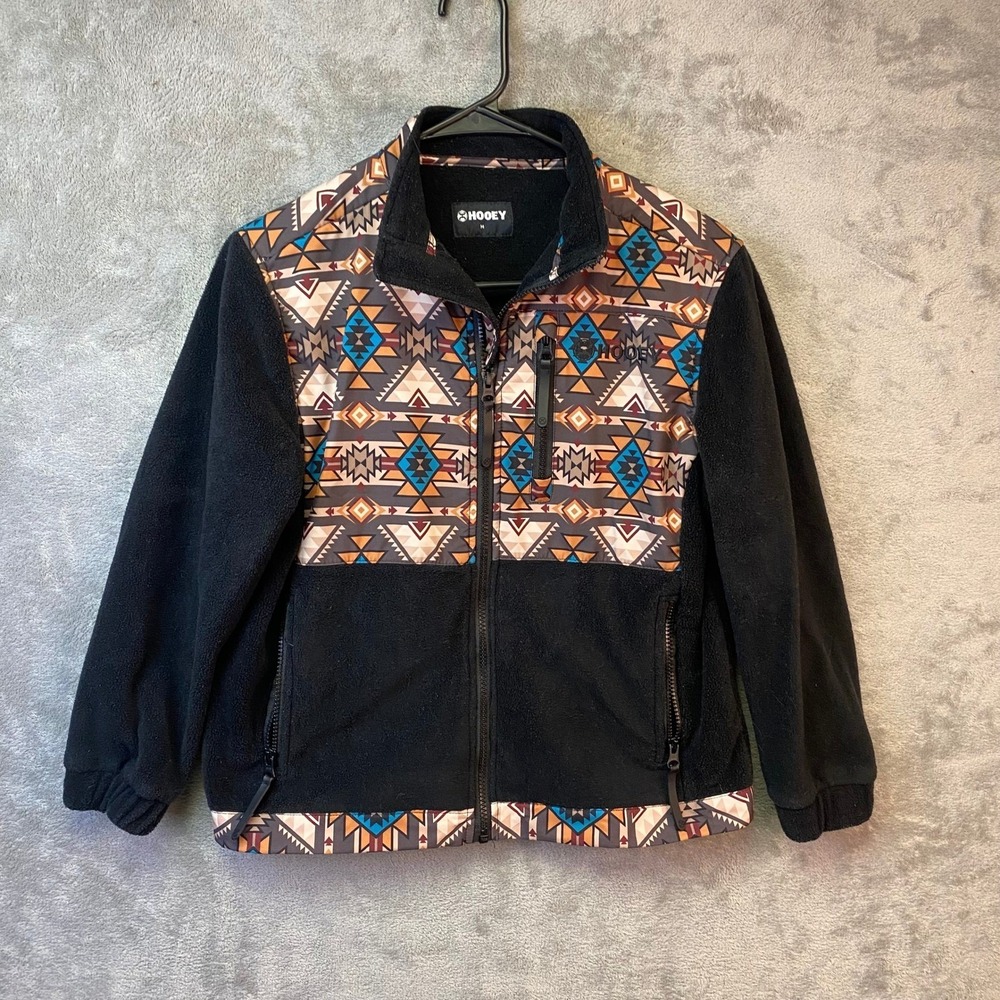 Hooey Mens Southwestern Aztec Print‎ Fleece Full Zip Jacket Black Size M 7066